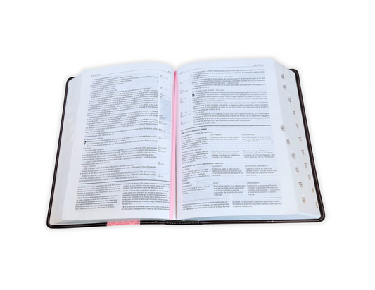 Biblia de Estudio del Diario Vivir NTV - Senti-piel Café/Rosa con Índice