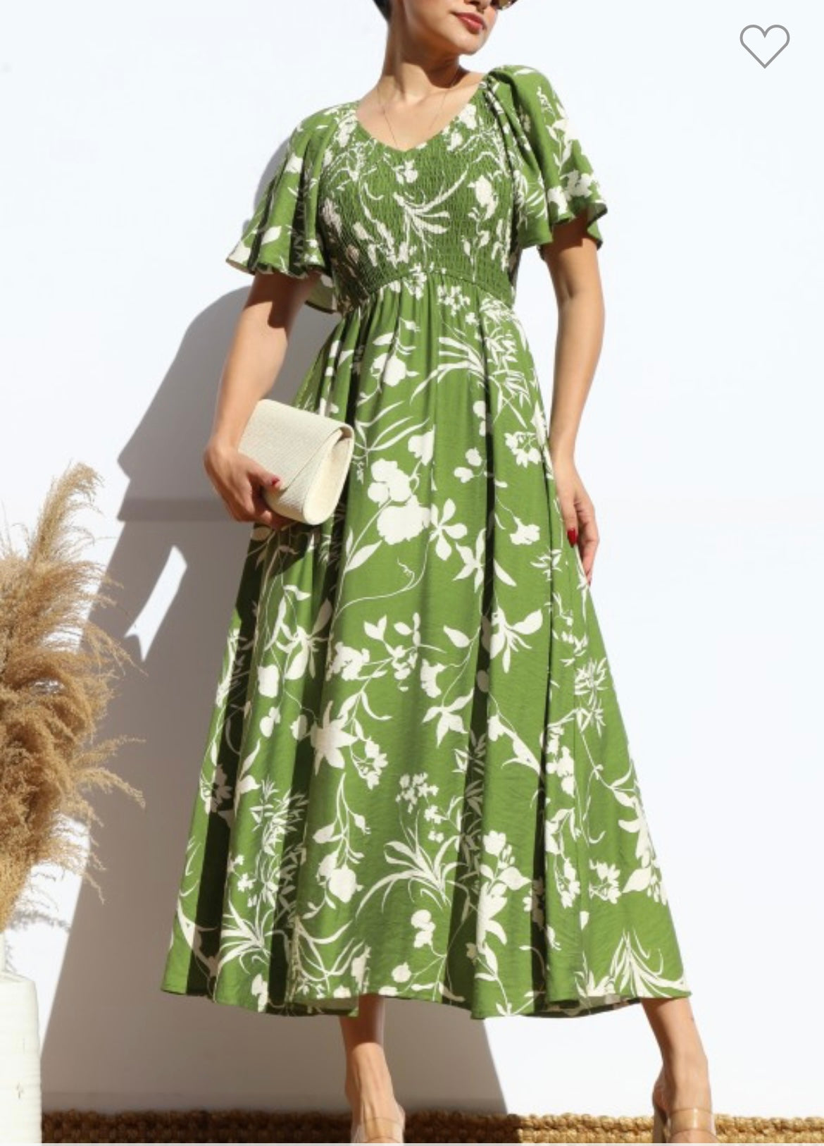 Midi Floreado - Olive Green