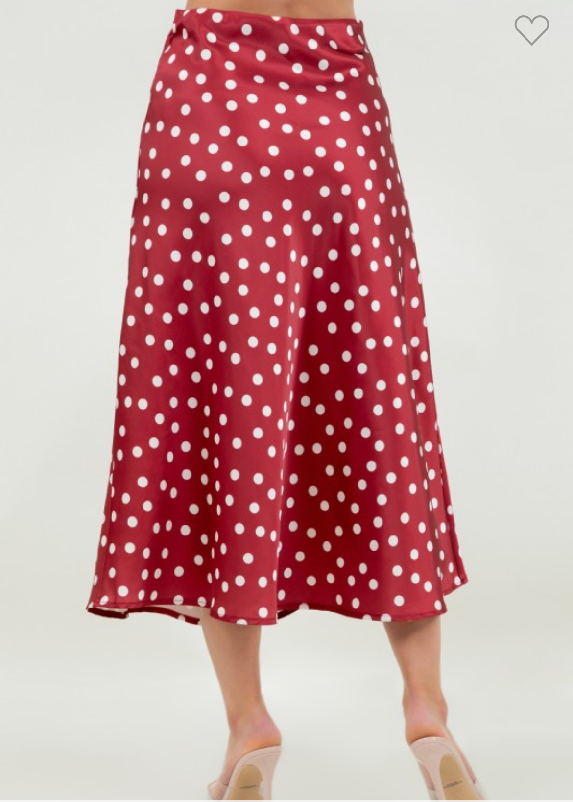 Polka Dot Satin Midi Skirt