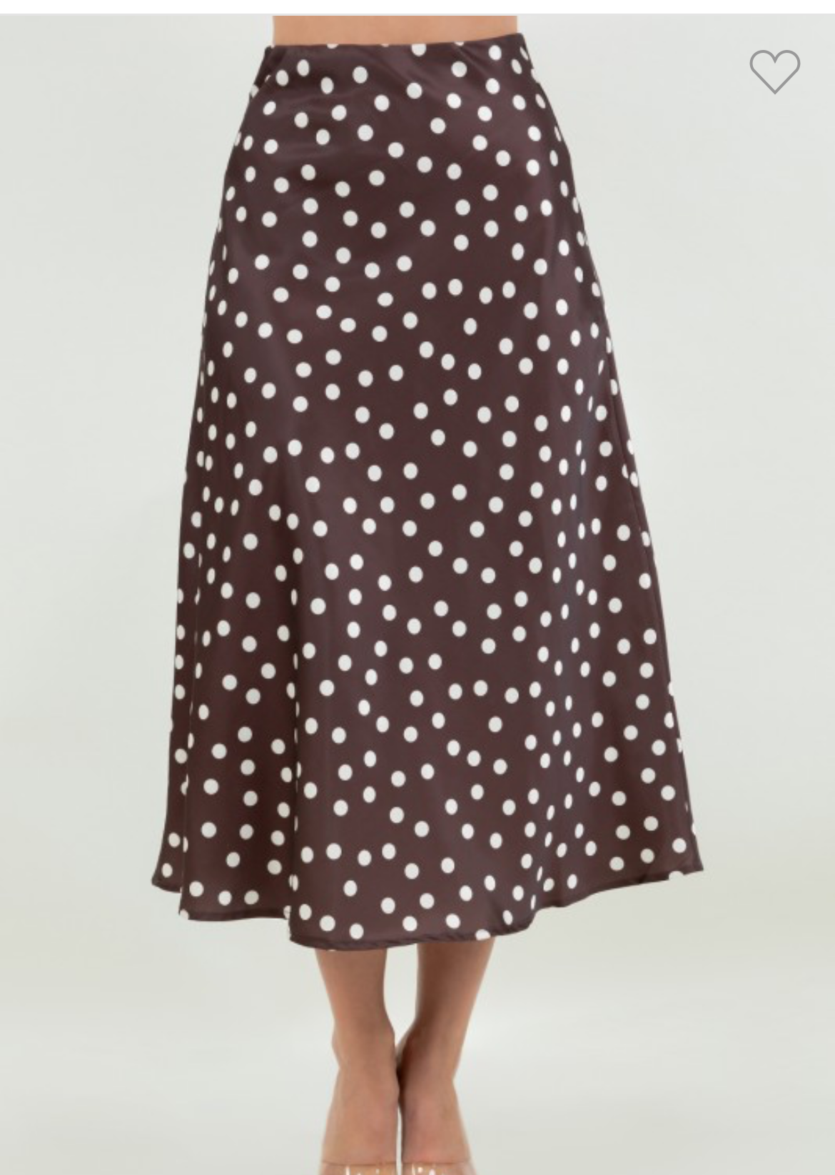 Polka Dot Satin Midi Skirt