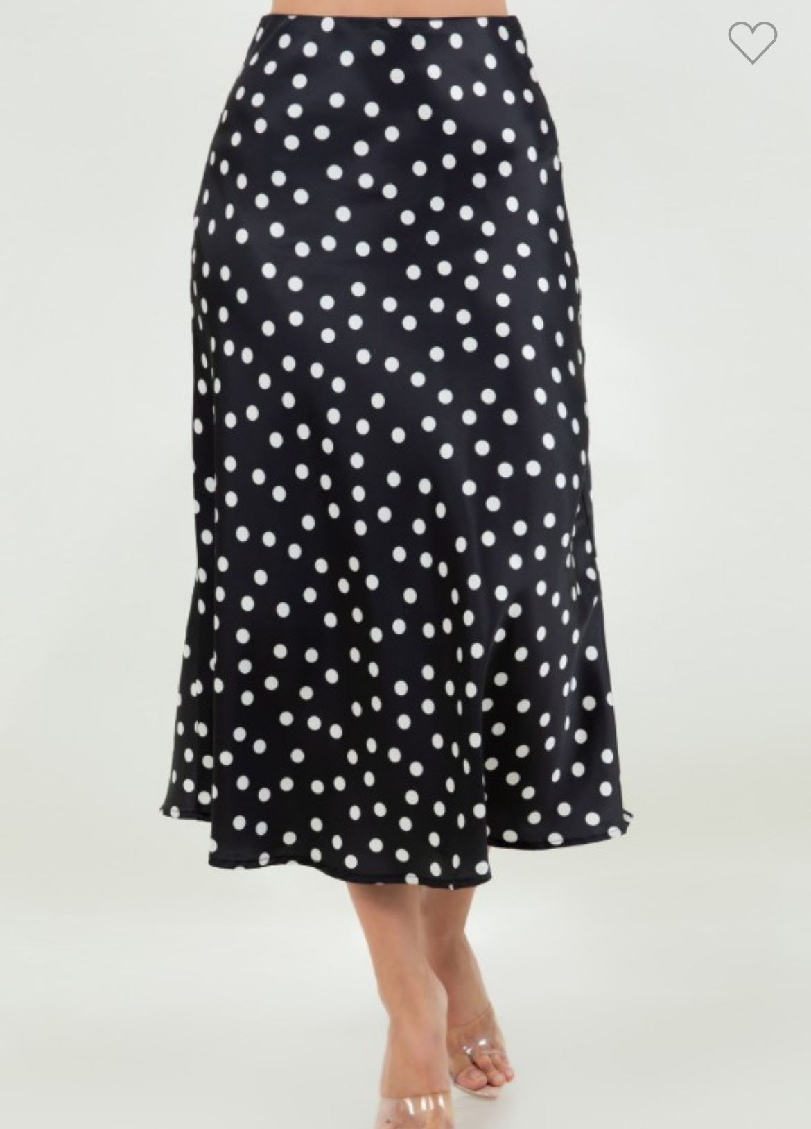 Polka Dot Satin Midi Skirt