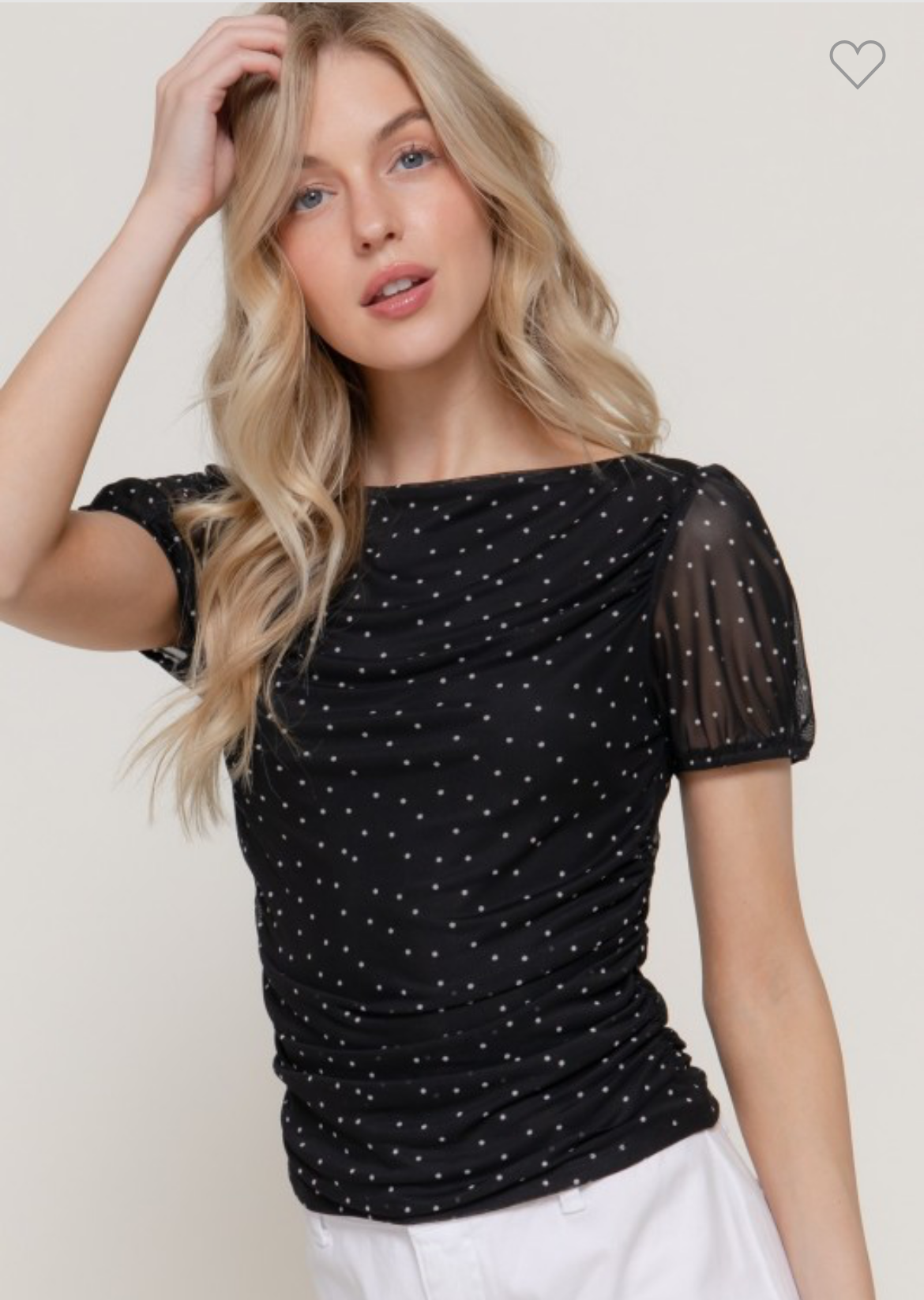 Top de malla con estampado de puntos