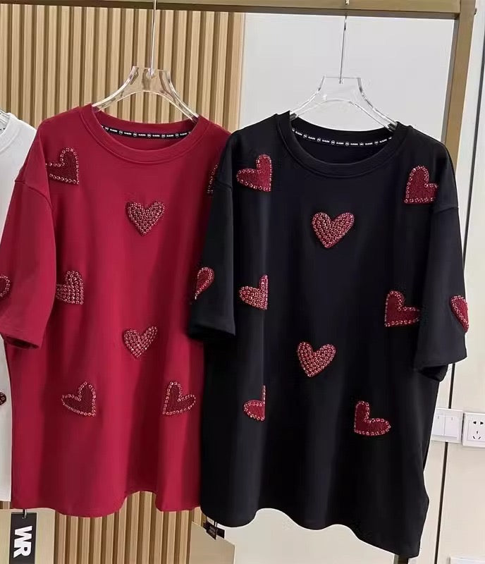 Camiseta con Detalles de Corazón