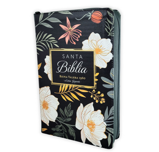 Biblia Reina-Valera 1960 Letra Gigante (14 puntos) con Cierre - Diseño Floral