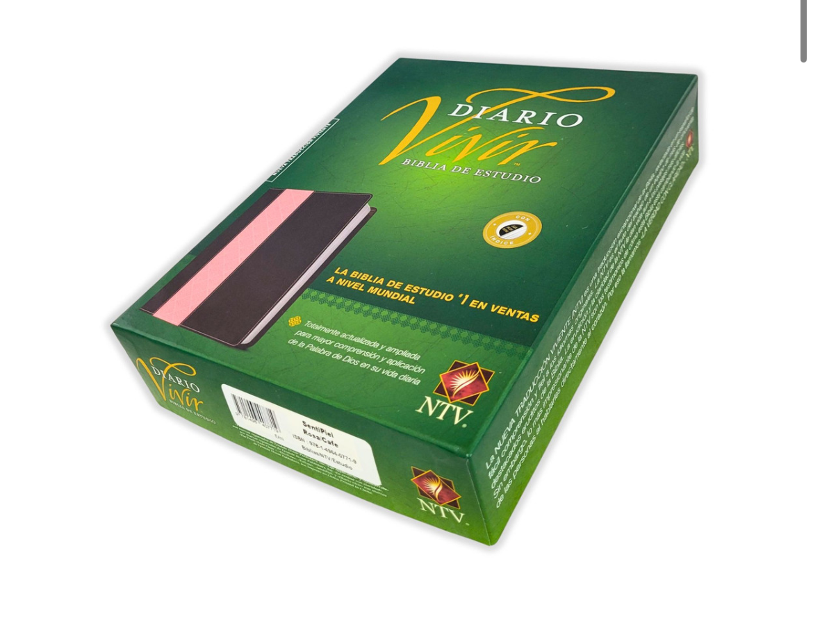 Biblia de Estudio del Diario Vivir NTV - Senti-piel Café/Rosa con Índice