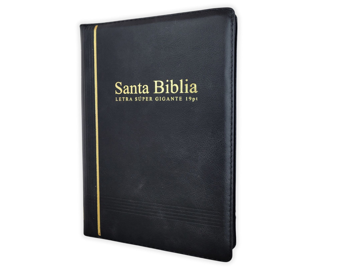 Biblia Letra Súper Gigante (19 puntos) con Cierre - RV1960 Piel Genuina Negro