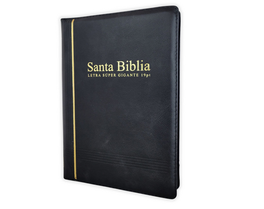 Biblia Letra Súper Gigante (19 puntos) con Cierre - RV1960 Piel Genuina Negro