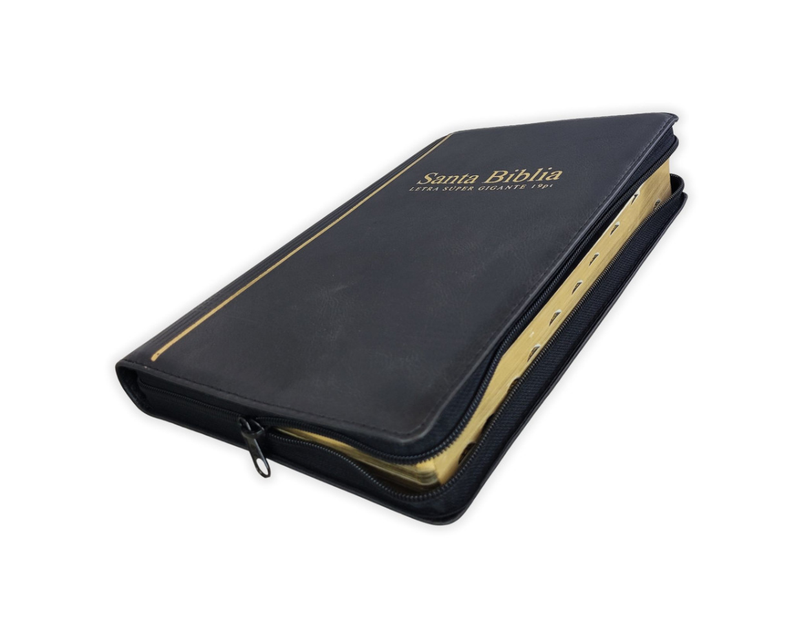 Biblia Letra Súper Gigante (19 puntos) con Cierre - RV1960 Piel Genuina Negro