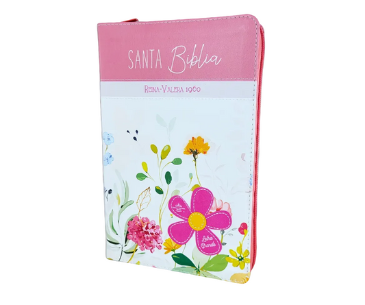 Biblia Reina-Valera 1960 con Cierre Letra Grande (12 puntos) -  Floral Multicolor con Índice