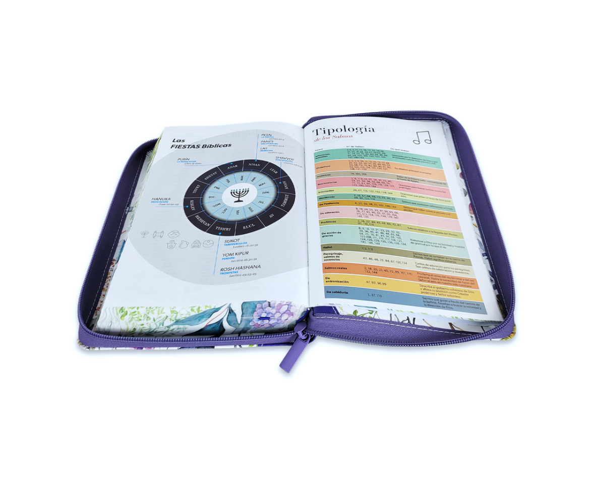 Biblia Reina Valera 1960 - Letra Grande (12 pts), Imitación Piel Jardín Púrpura con Cierre e Índice